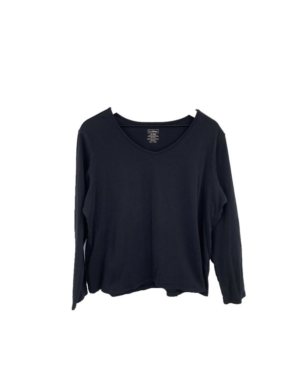 LL Bean Women’s Supima Cotton Long Sleeve Tee Shirt XLR Black Minimalist Versati
